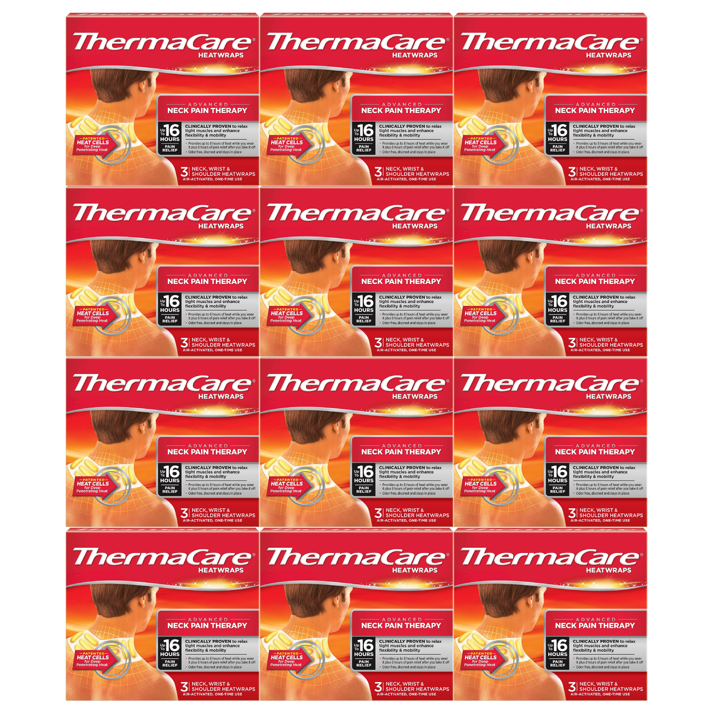 Thermacare Neck, Shoulder & Wrist Pack of 12 (36 Heat Wraps)