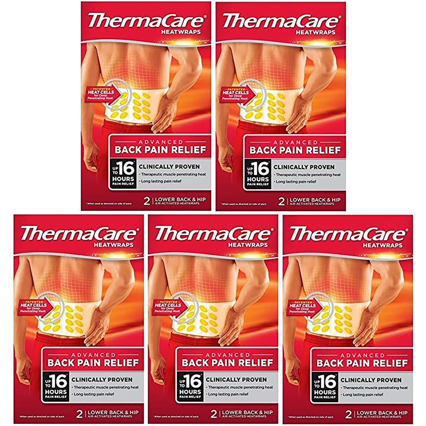 ThermaCare Lower Back & Hip Pack of 5 (10 Heat Wraps)