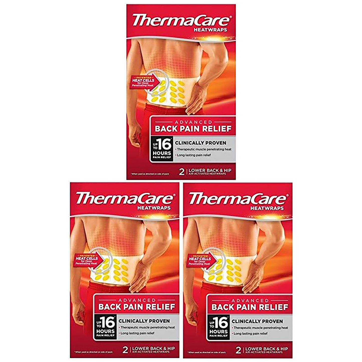 ThermaCare Lower Back & Hip Pack of 3 (6 Heat Wraps)